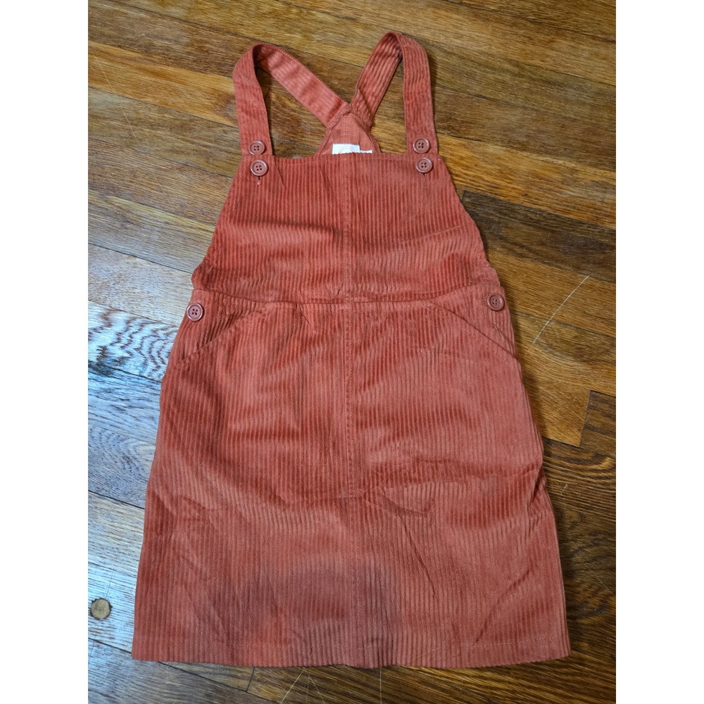 Wonder Nation Girls Rust Red Corduroy Jumper Dress Pinafore Boho S 6-6X